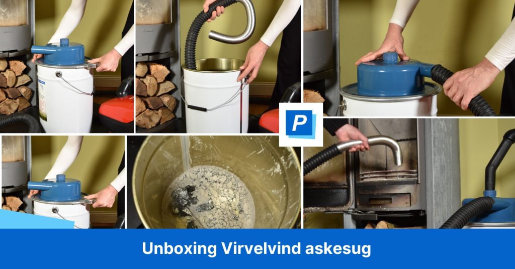Collage, der trin for trin viser, hvordan man bruger Virvelvind fra Pellvac.